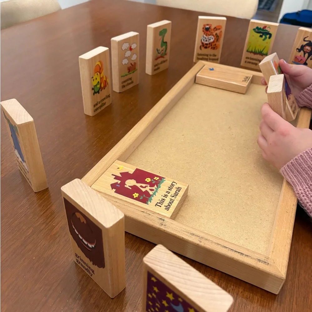 1990s Vintage Wooden Story Blocks